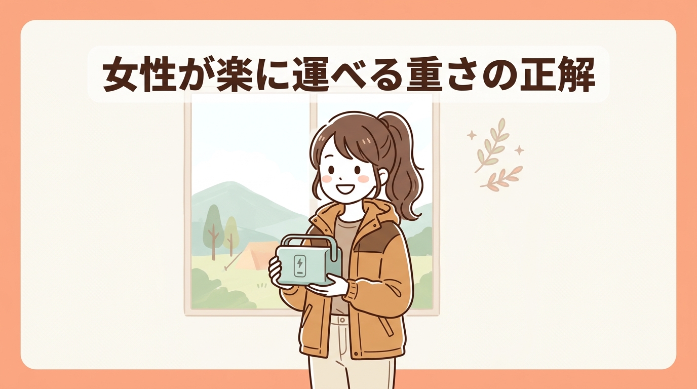 ポータブル電源を女性が楽に持ち運びできる重さの基準