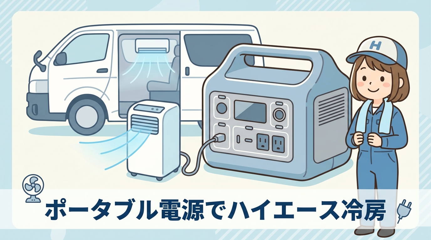 ハイエースのエアコンをポータブル電源で動かす基本