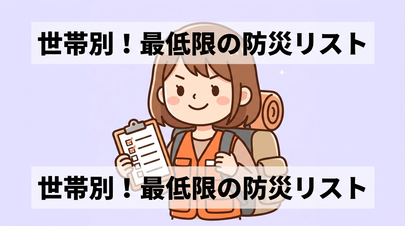 防災グッズ最低限リスト【一人暮らし・家族別】