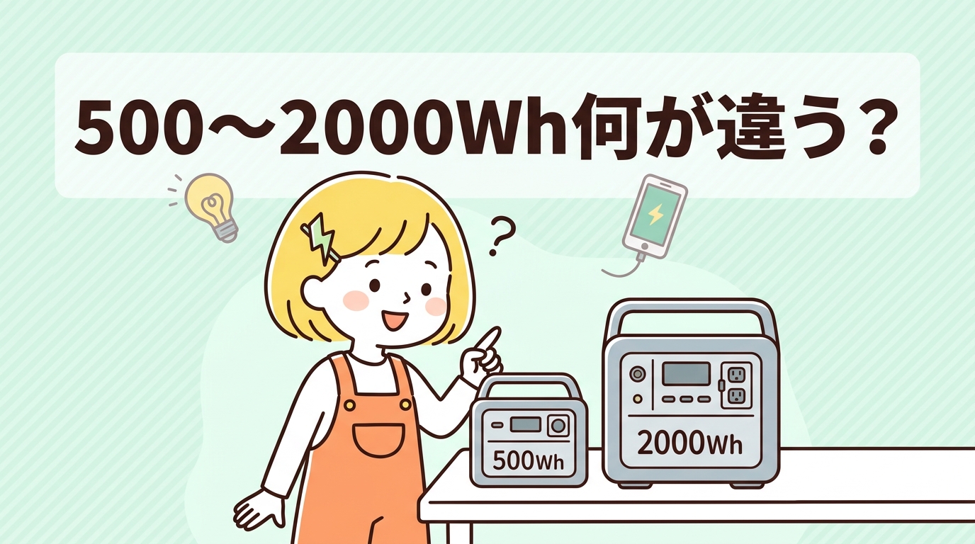 500Wh・1000Wh・2000Whは何が違う？比較の基礎