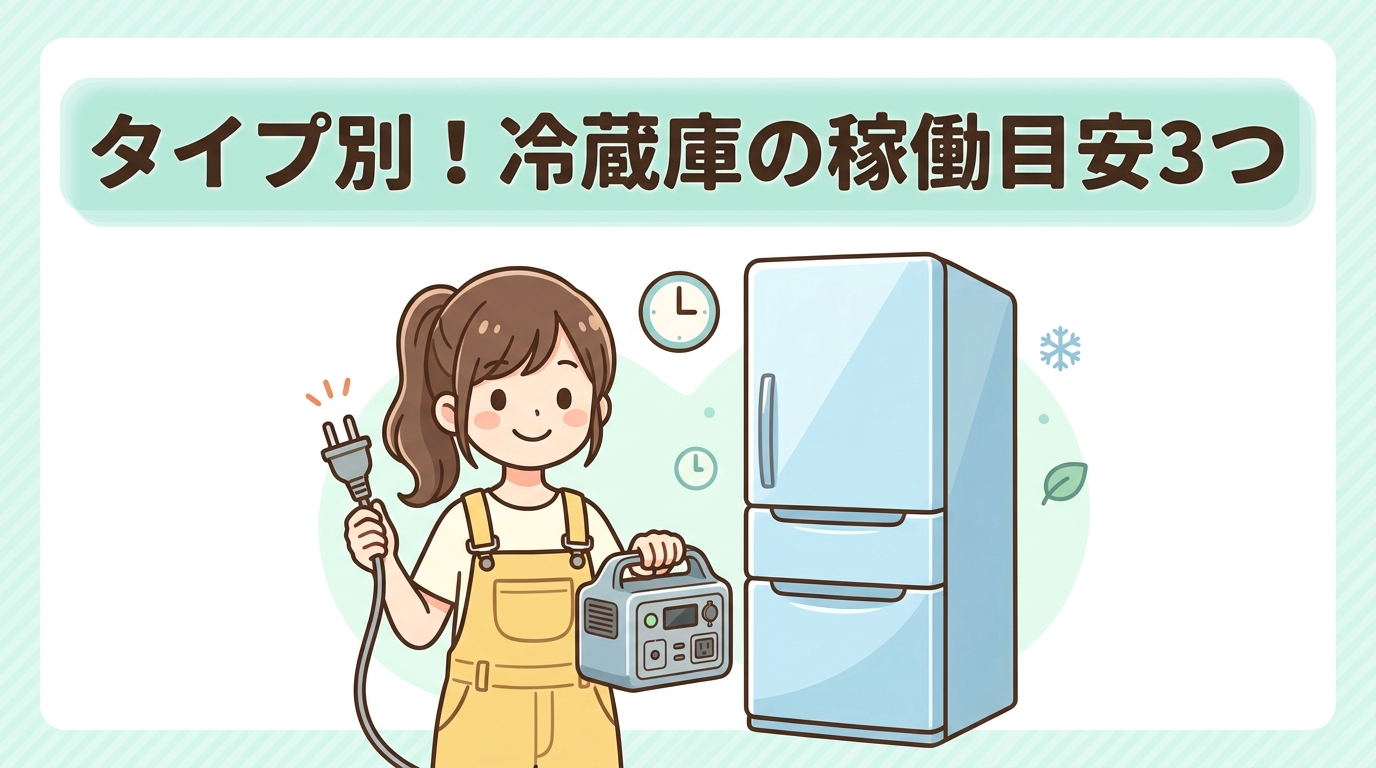 タイプ別の冷蔵庫が稼働する時間の目安3つ