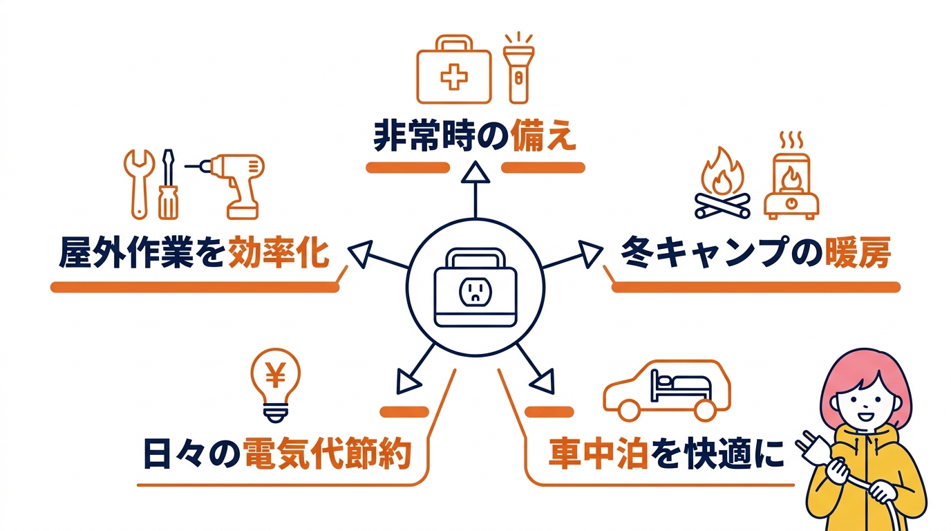 ポータブル電源を導入するメリット5つ