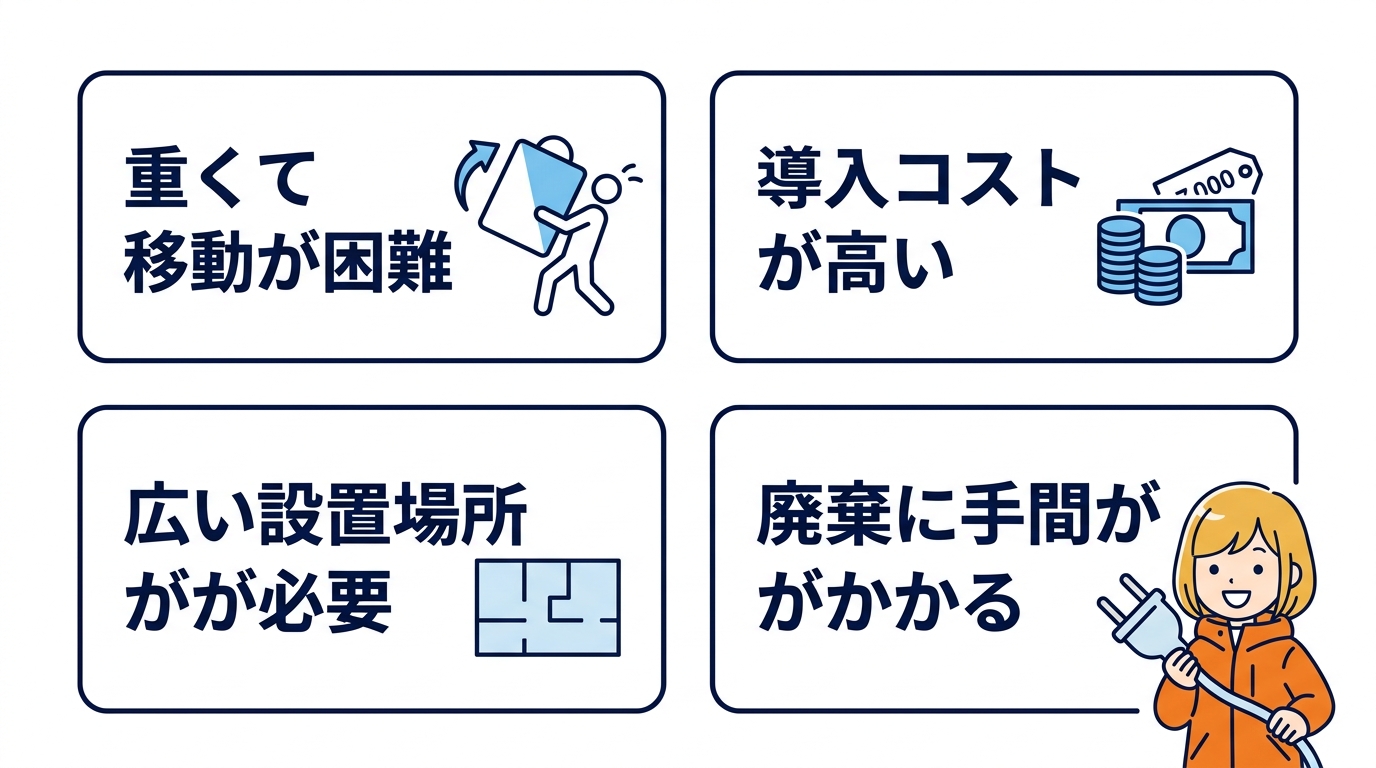 2000Wh以上の大容量ポータブル電源のデメリット4つ