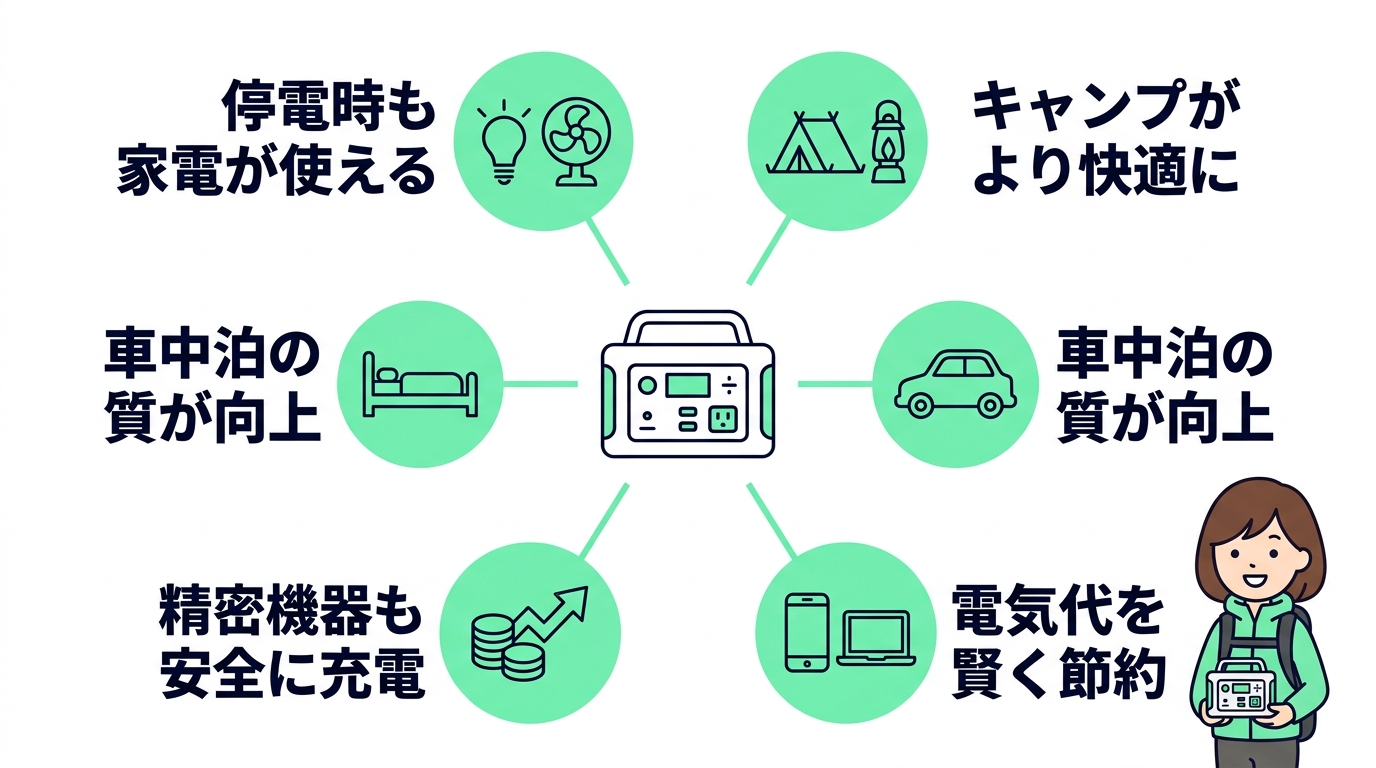 ポータブル電源を導入するメリット5つ
