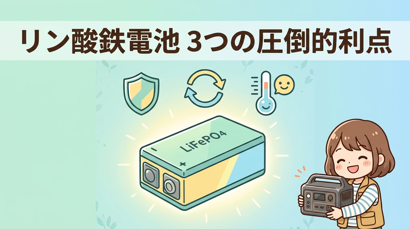 リン酸鉄リチウムイオン電池の3つの利点