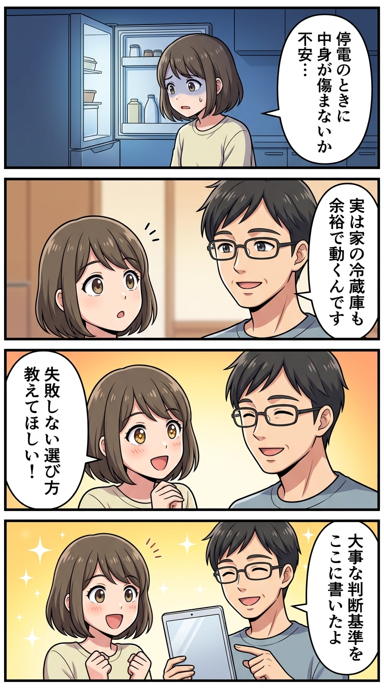 ポータブル電源で冷蔵庫は動く？