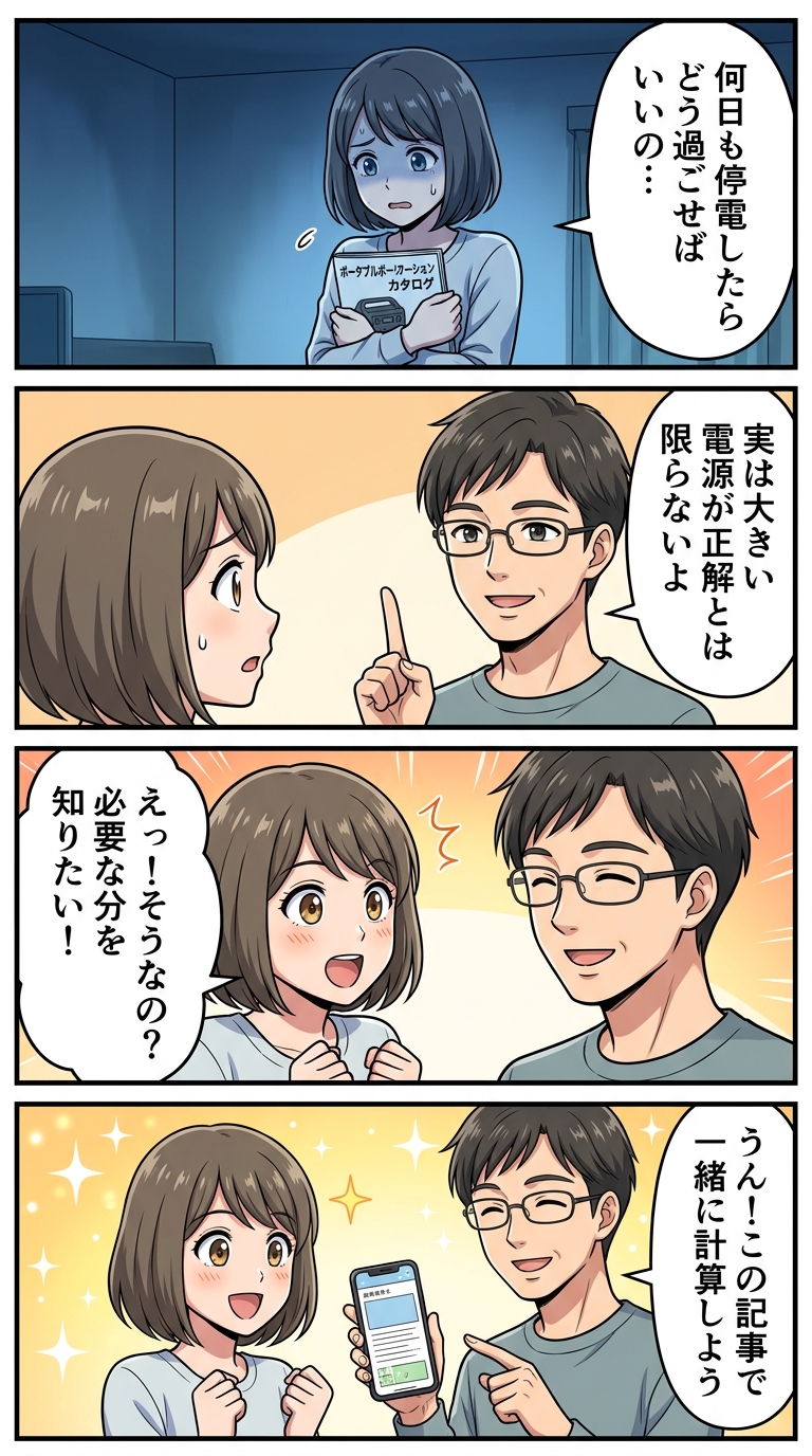 3日間の停電を乗り切る！電源容量の計算方法