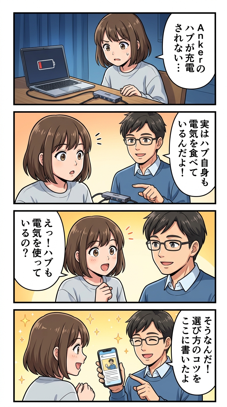 Anker USBハブ 充電できない