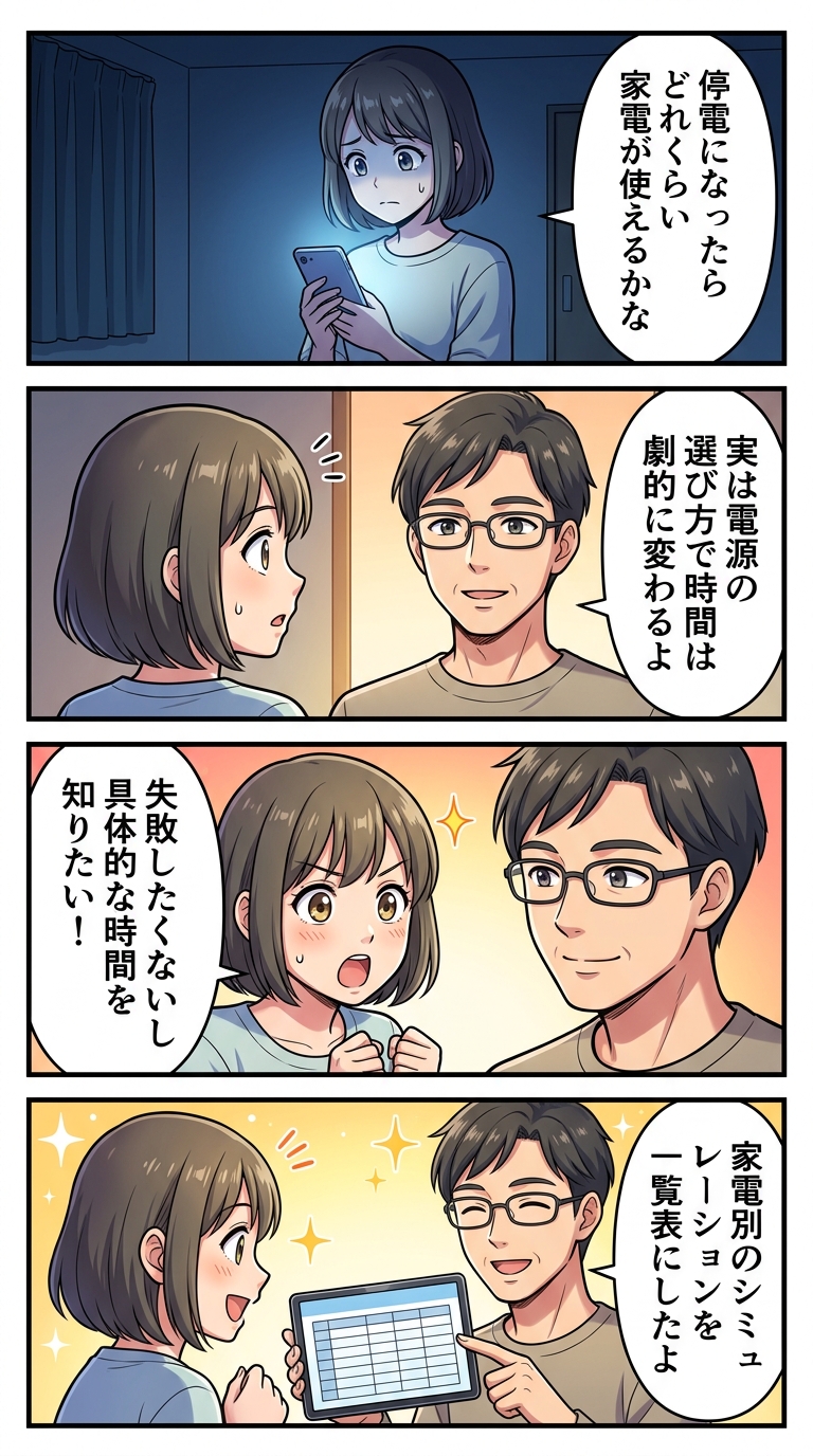 停電時に何時間使える？家電別の使用可能時間