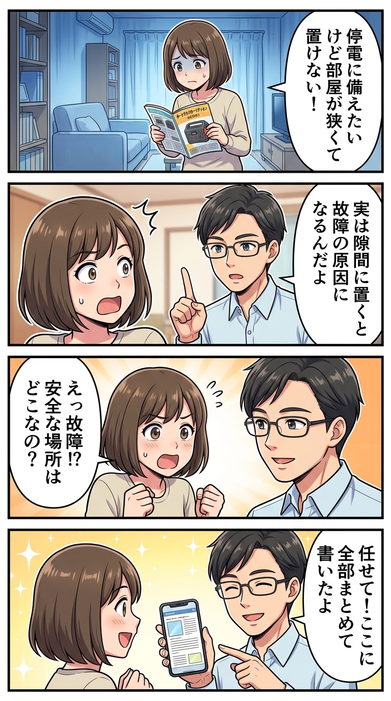 マンション 停電対策 ポータブル電源 置き場所