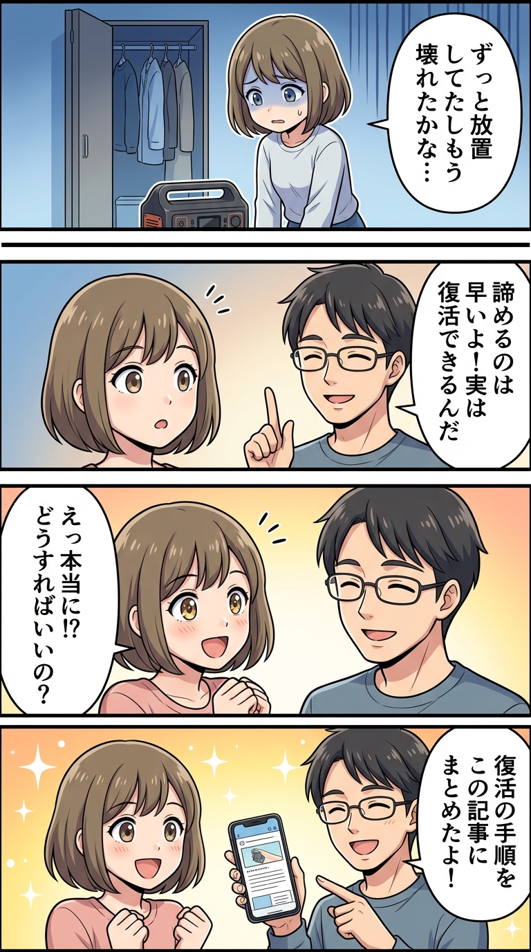 ポータブル電源 放置 久しぶり 使える