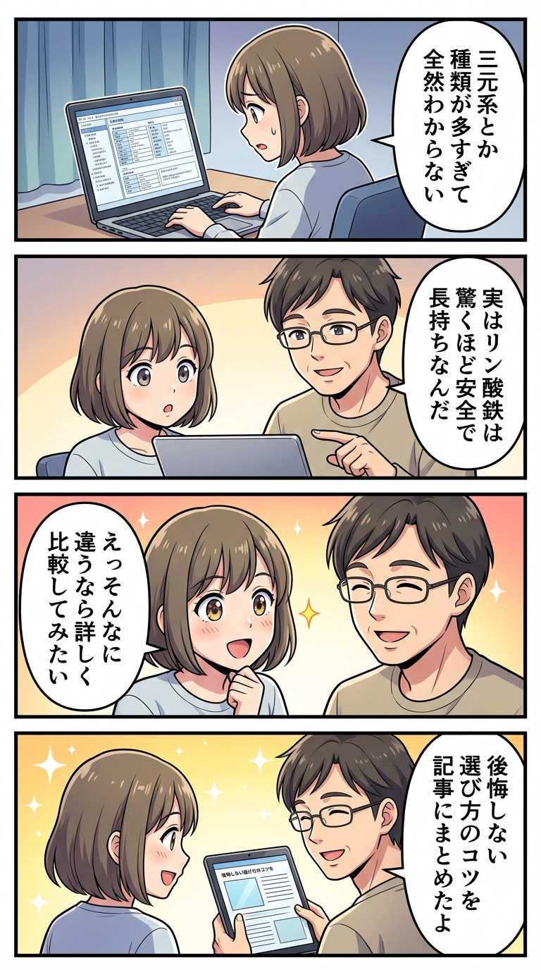 リン酸鉄リチウムイオン電池とは？三元系との違い