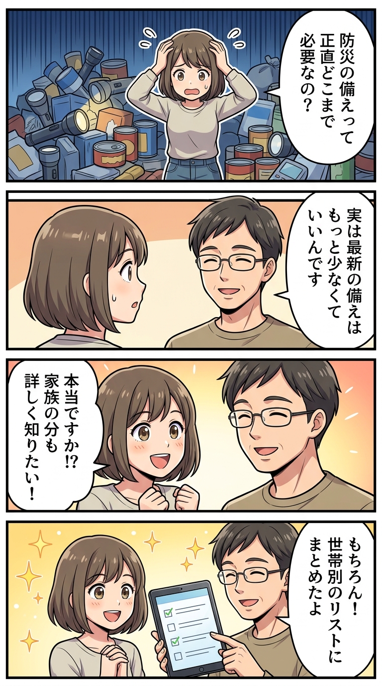 防災グッズ最低限リスト【一人暮らし・家族別】
