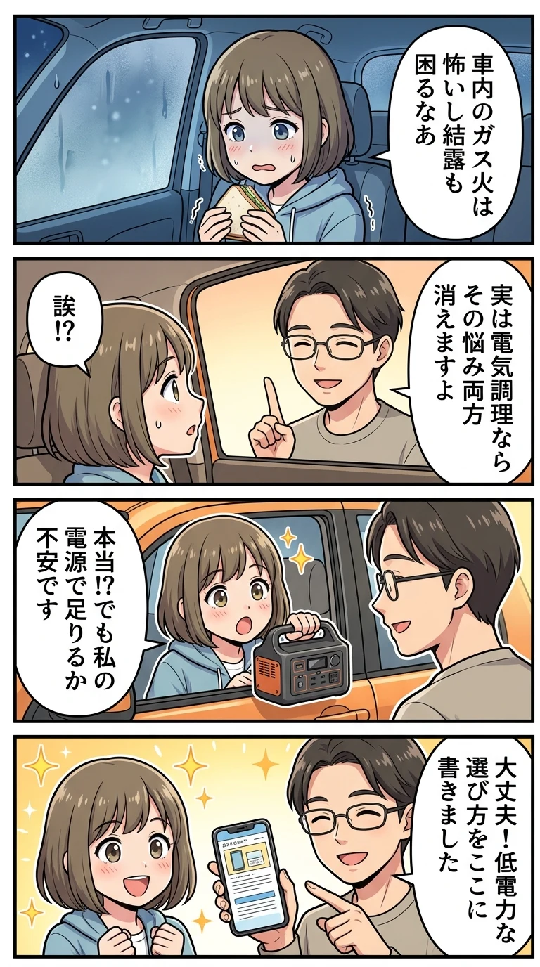 ポータブル電源 車中泊 電気調理器