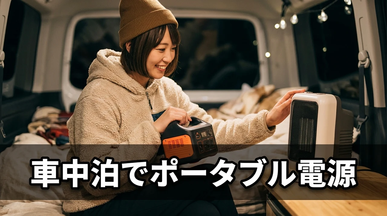 車中泊でポータブル電源とセラミックヒーターは使える？