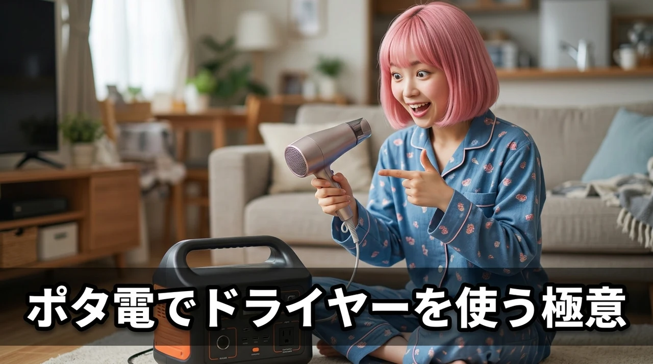 手持ちのポタ電でドライヤーを使うための運用テクニック