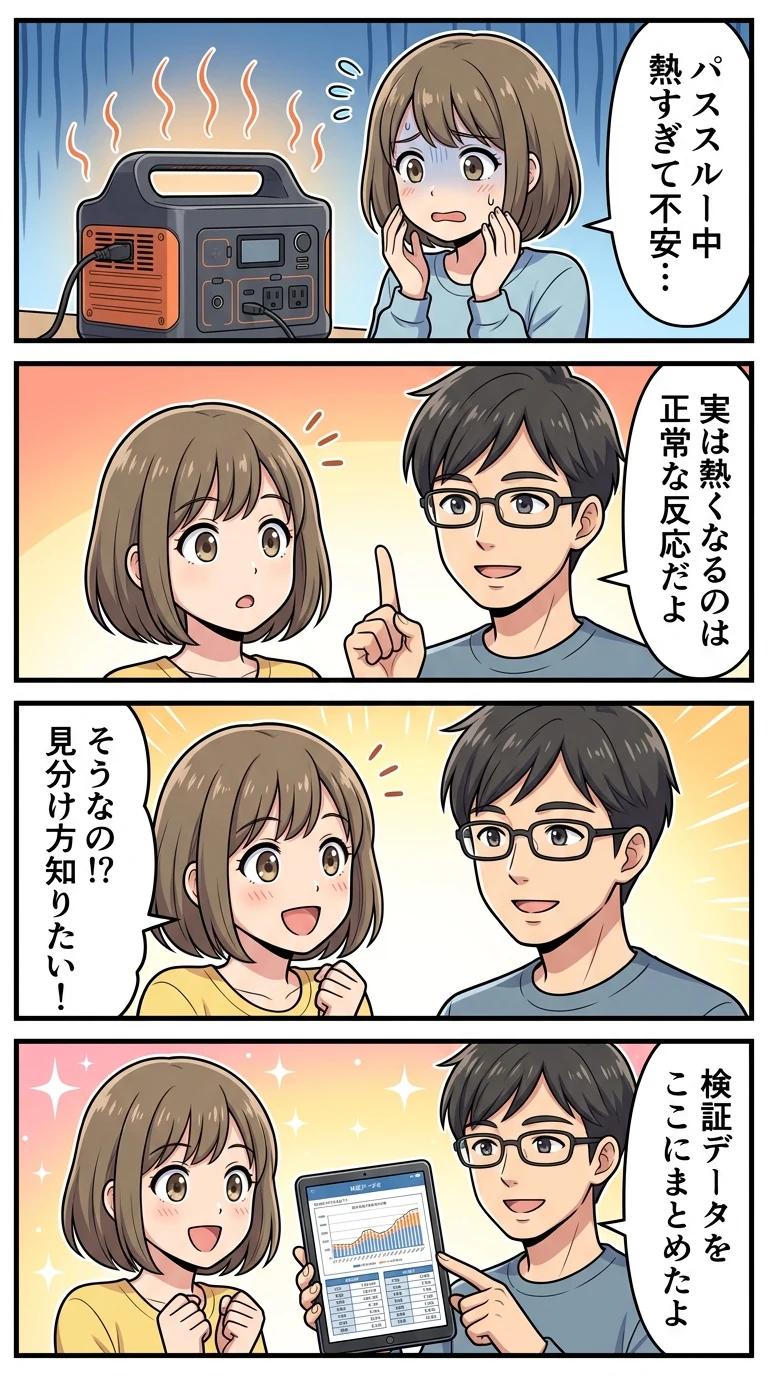 ポータブル電源 パススルー 熱い 故障