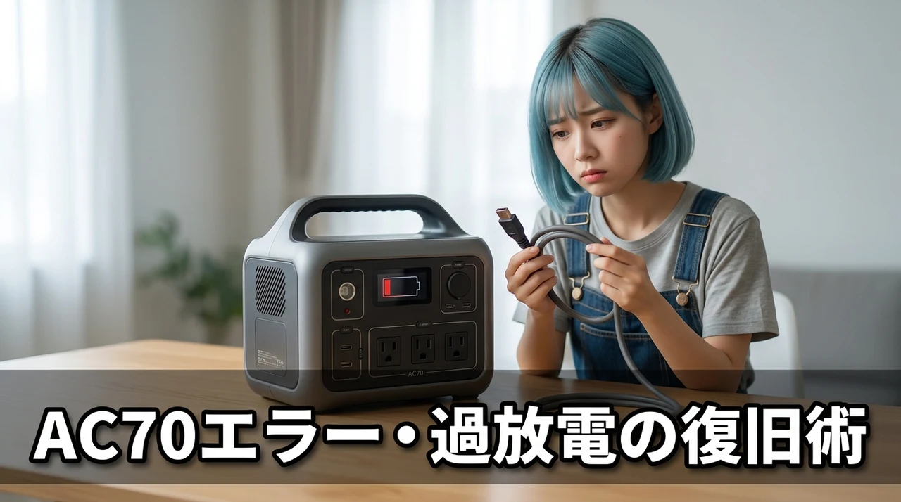 AC70のエラー表示と過放電からの復旧手順