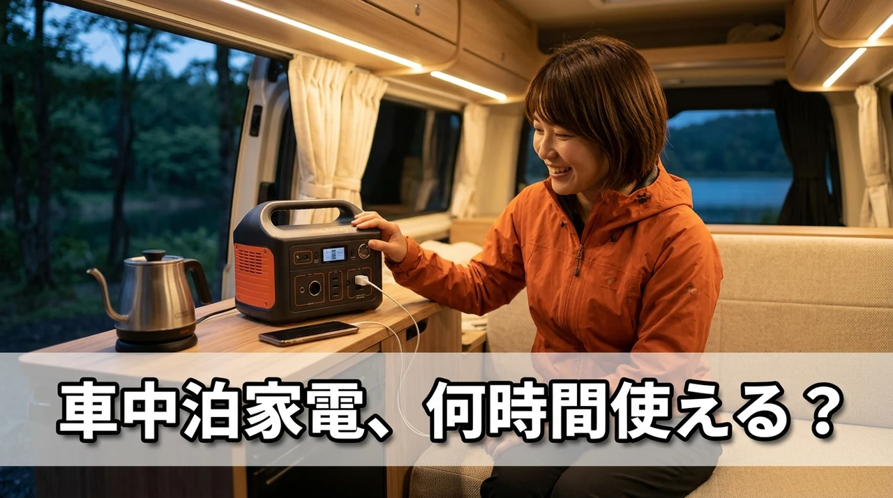 車中泊で使える家電と稼働時間の目安