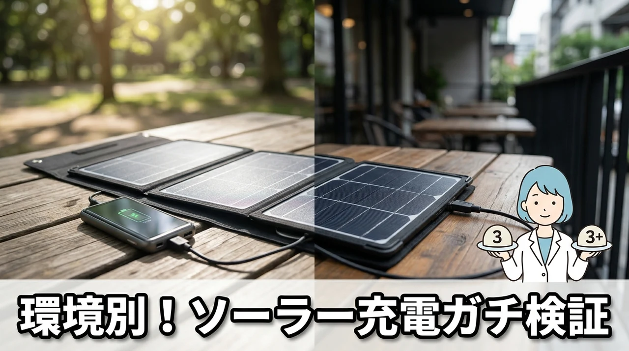 ソーラー充電環境別のリアルな検証