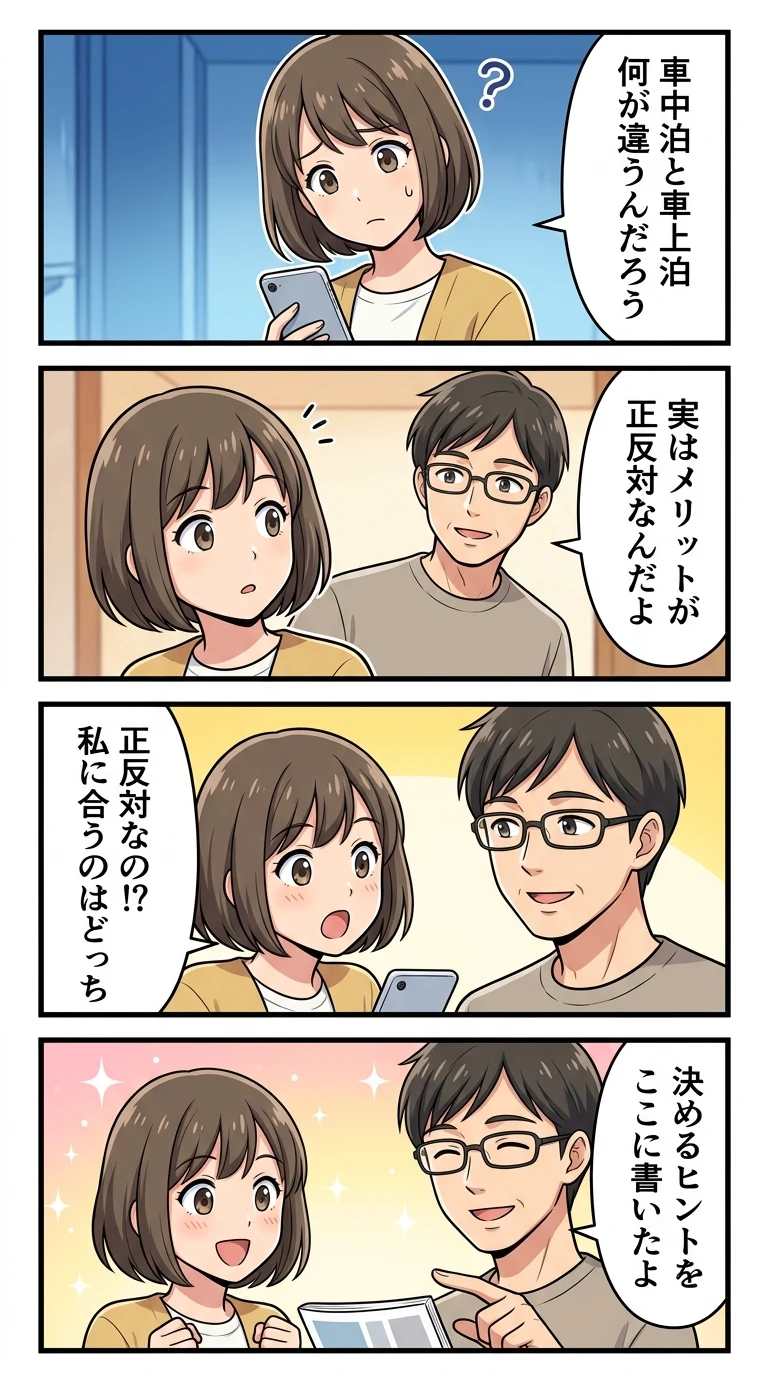 車中泊 車上泊 違い