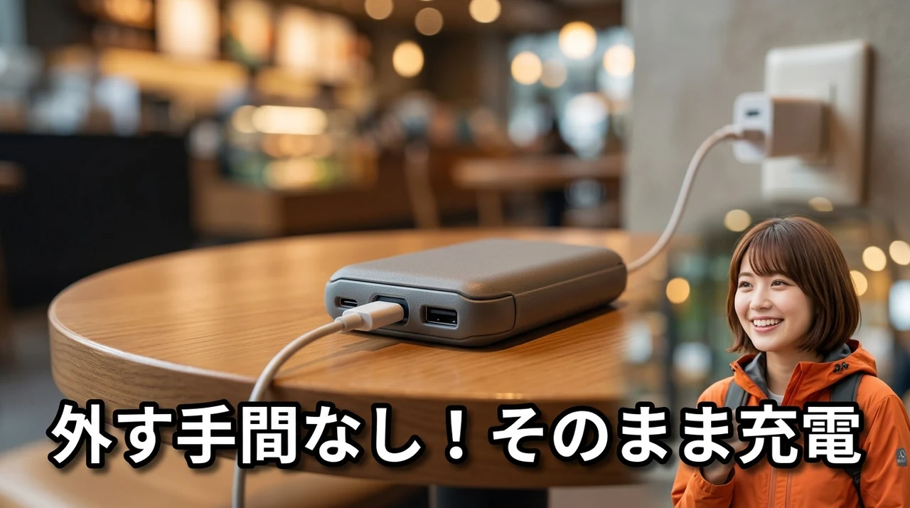 ケースに入れたまま本体を充電できる利便性