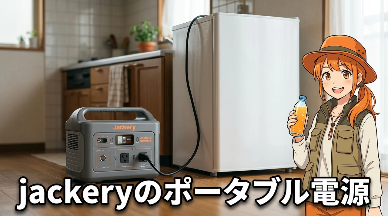 jackeryのポータブル電源で冷蔵庫を動かす基本