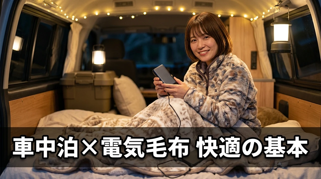 車中泊で電気毛布とモバイルバッテリーを使う基本