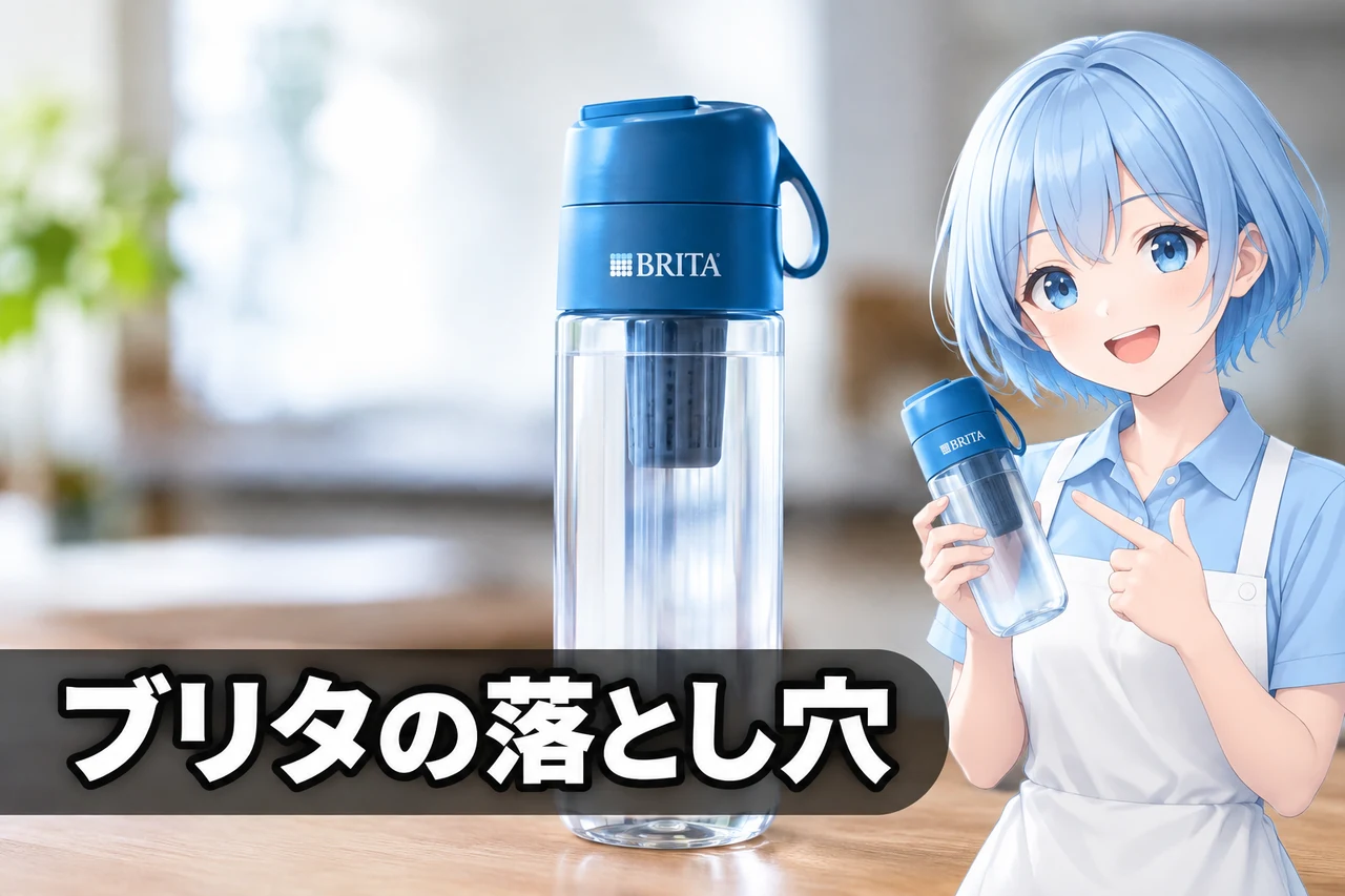 ブリタ ボトル型浄水器のデメリットをイメージした写真風の画像