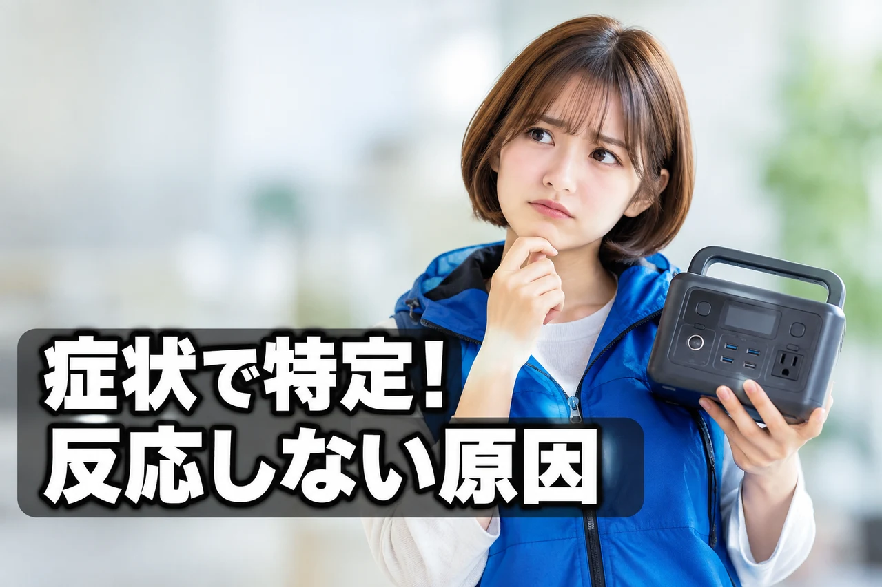 EcoFlow RIVER 2が反応しない原因を症状別に切り分けるイメージ