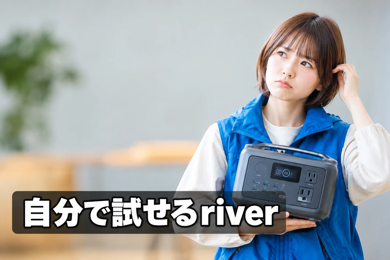 EcoFlow RIVER 2の初期化・リセット方法をイメージした写真風の画像