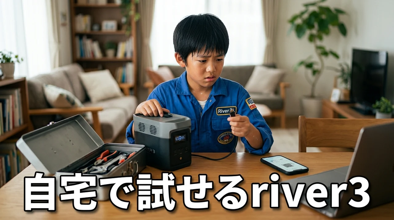 自宅で試せるRIVER 3 Plusの復旧手順をイメージした写真風の画像